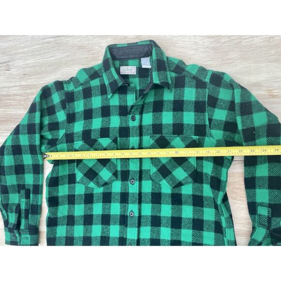 LL Bean Maine Guide Shirt Men's Wool Blend Green Size 27 Length 21.5 Width - Picture 6 of 8